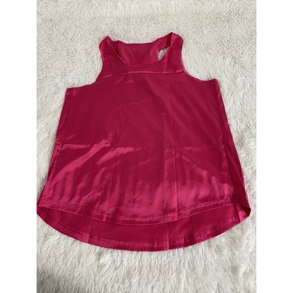 Ouslee Women Cami Tank Top Hot Pink Size M Satin Sleeveless Lose Fit Fuchsia - Picture 5 of 13